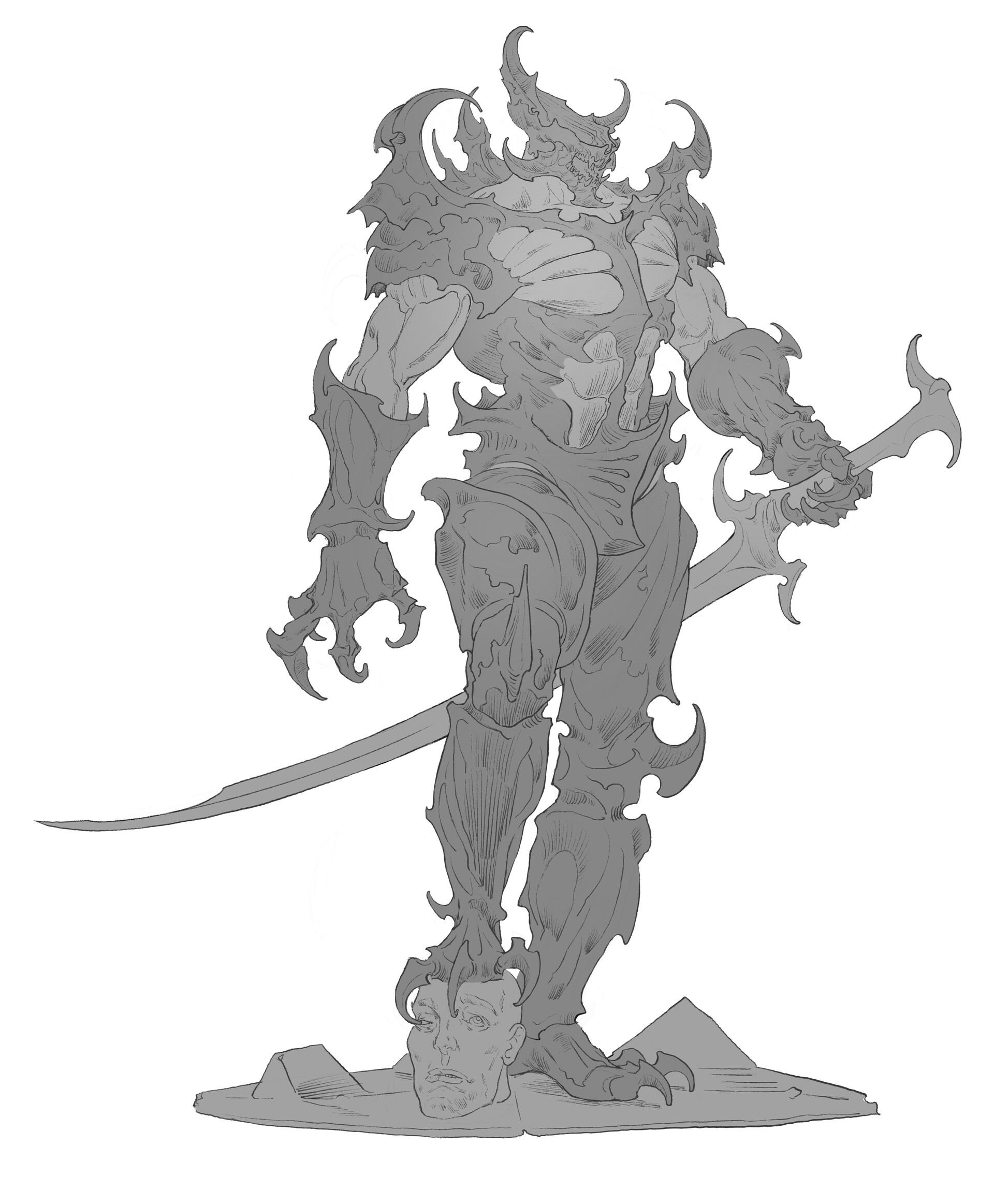 Demon with its fresh kill underfoot.